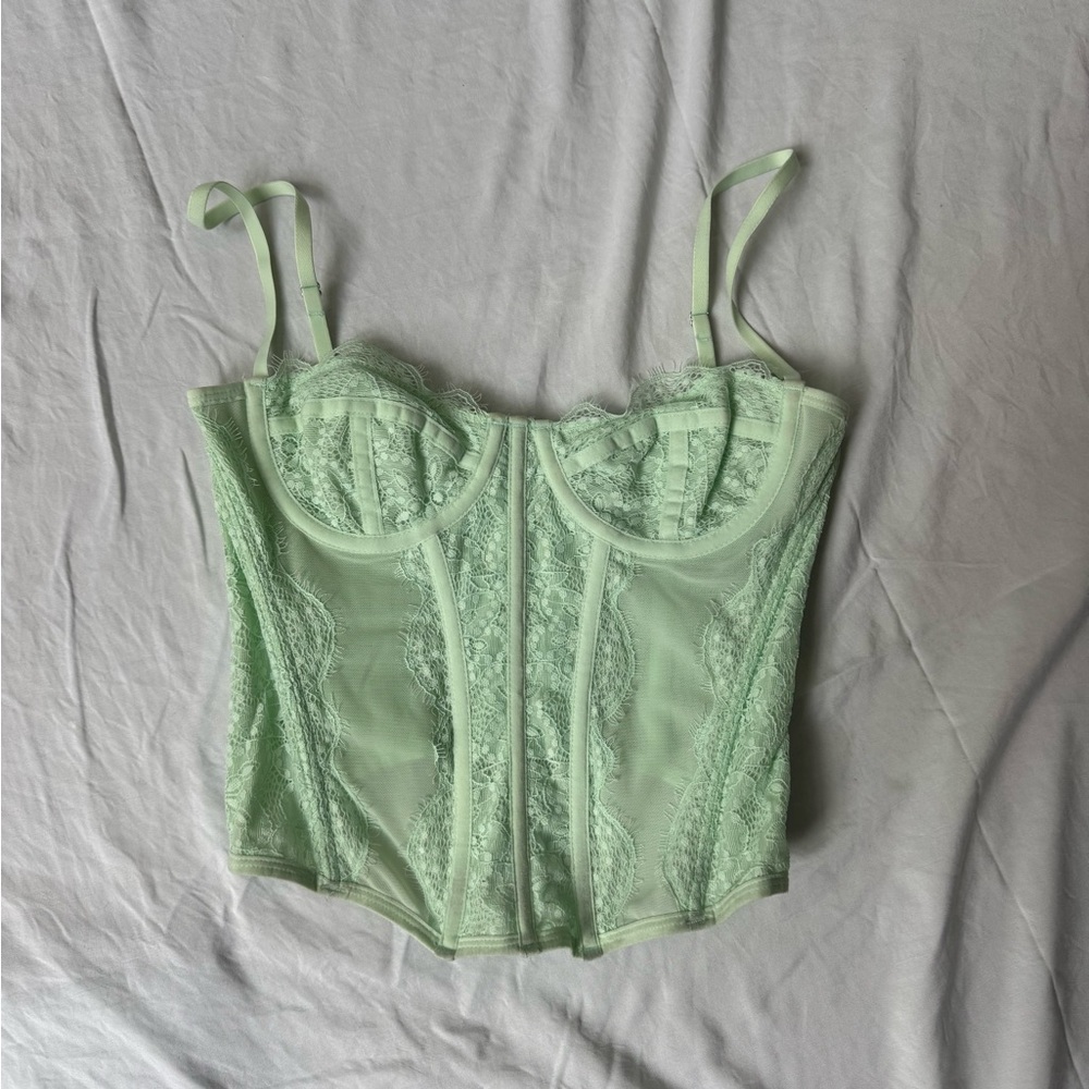 Urban Outfitters Mint Green Lace Bustier Top
